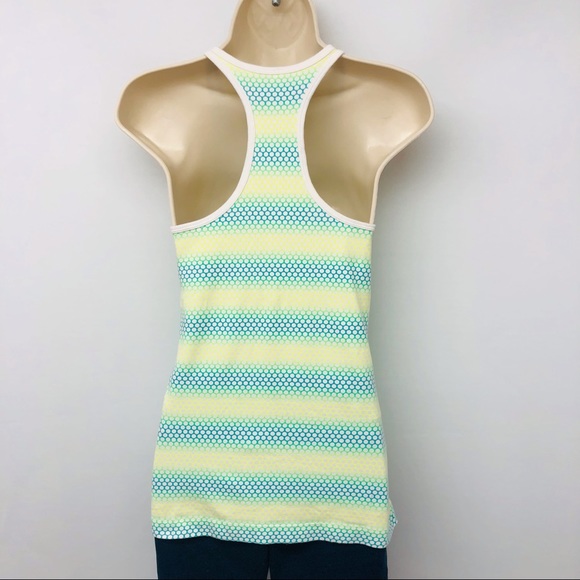 Gap Fit Racerback Activewear Tank Top yellow blue green white stripe - Picture 2 of 16